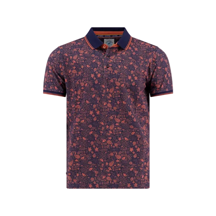 A Fish Named Fred Men's  Fred Flower Lines Polo-Navy Blue 33.305