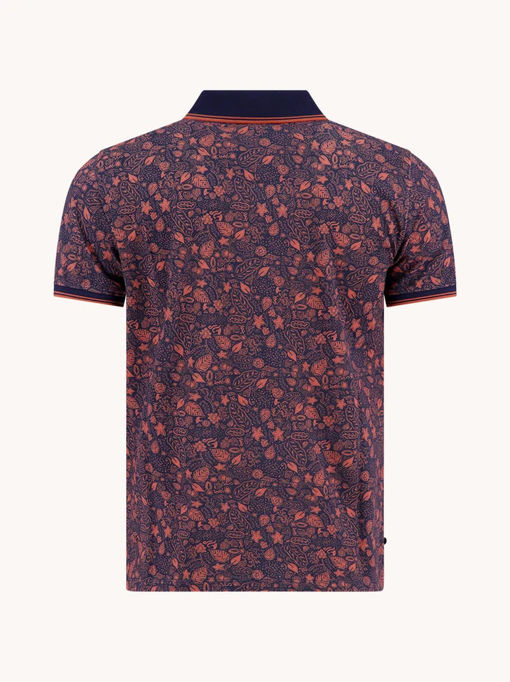 A Fish Named Fred Men's  Fred Flower Lines Polo-Navy Blue 33.305