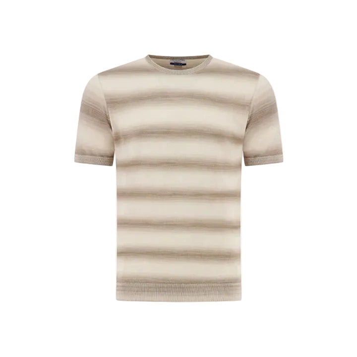 A Fish Named Fred Men's Knitted Melange Stripe T-shirt-Sand 33.407