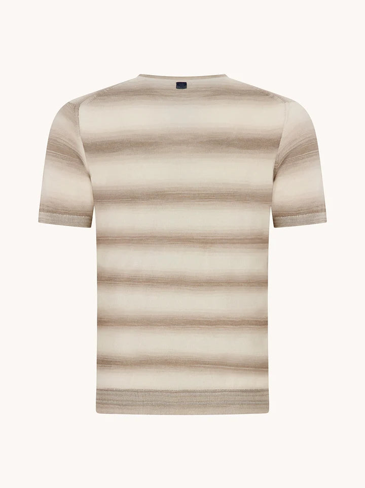 A Fish Named Fred Men's Knitted Melange Stripe T-shirt-Sand 33.407