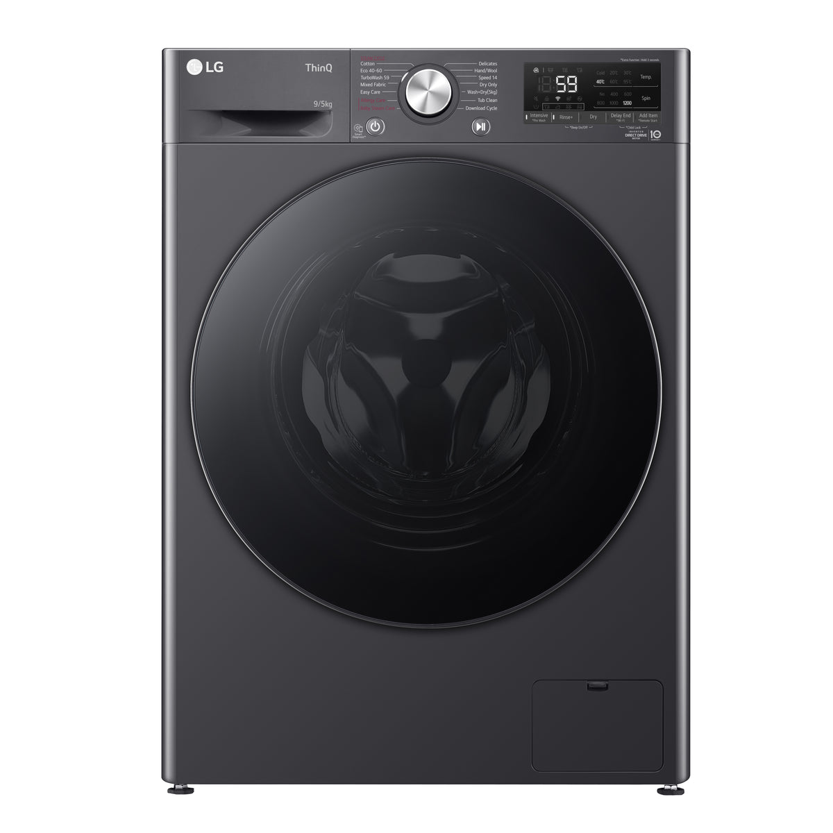 LG 9/5kg Platinum Black Front Load Washer Dryer Combo with AIDD F2Y9FCP2ZB