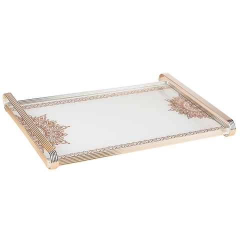 Tazzy Silver Metal Tray With Glass Base SGN3465.