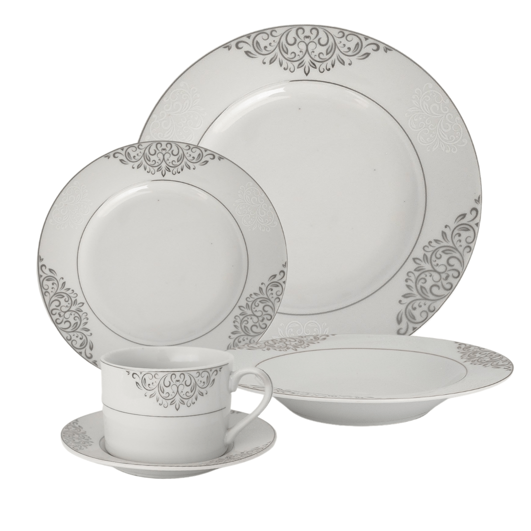 Royal Series Dinner Plate Silver Flower Pattern Dinner Set 47 Piece SGN1423 (7487963889753)