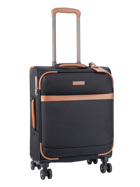 Cellini Monte Carlo 4 Wheel  Trolley Case-Black/Tan