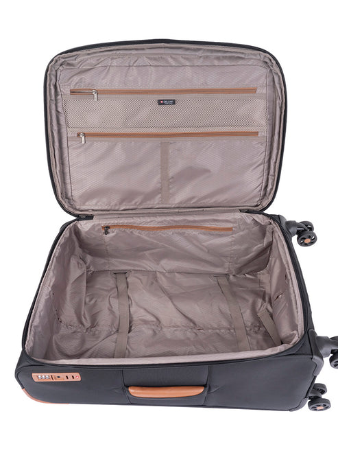 Cellini Monte Carlo 4 Wheel  Trolley Case-Black/Tan
