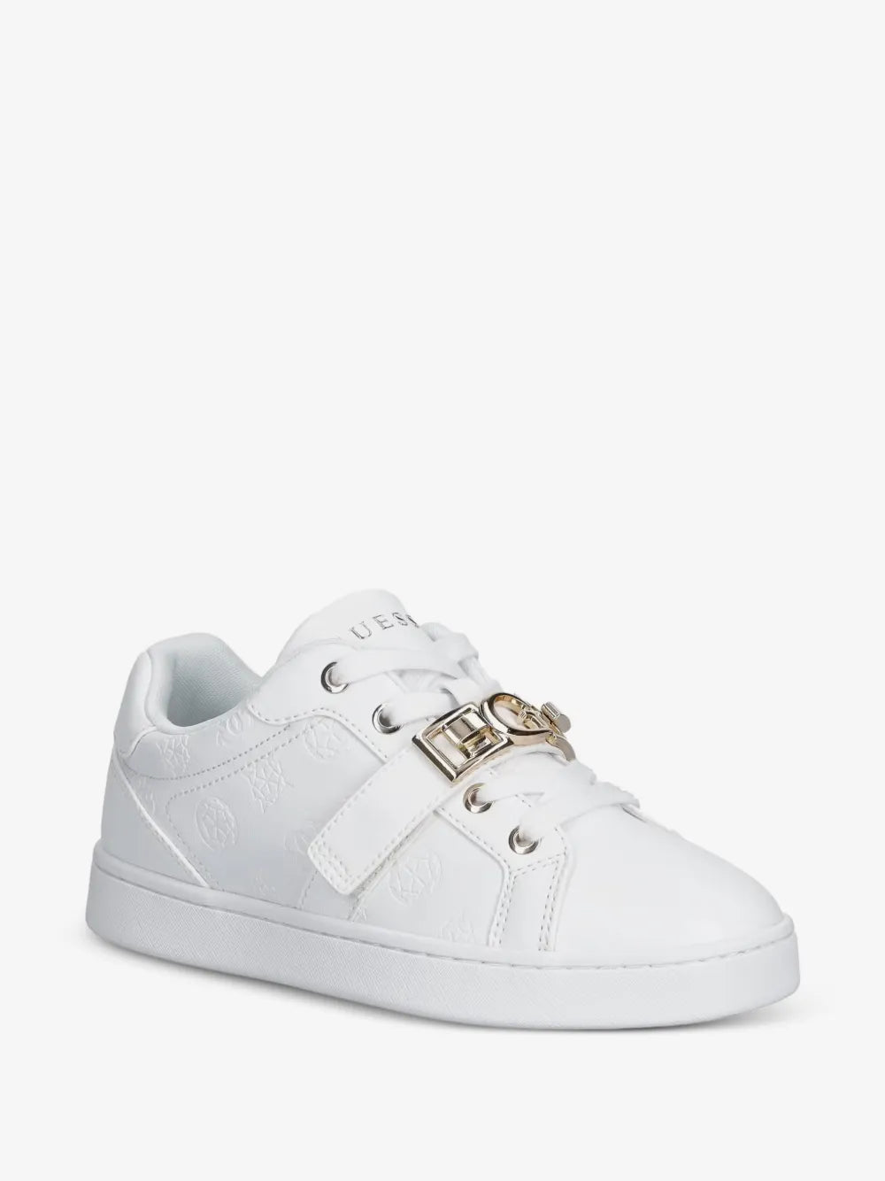 Guess Women's Jamisn Logo-Embossed Buckle Sneaker -White GM19621