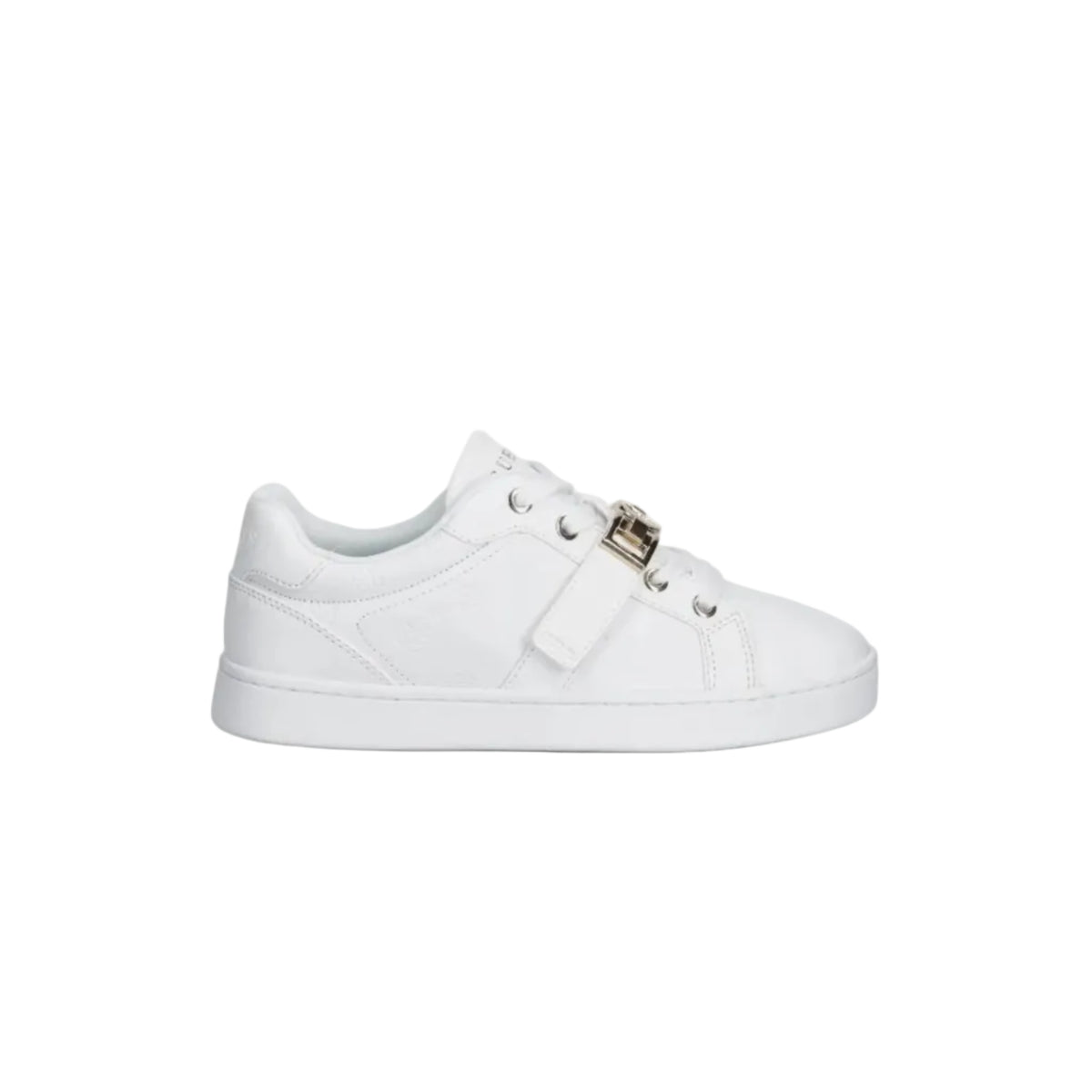 Guess Women's Jamisn Logo-Embossed Buckle Sneaker -White GM19621