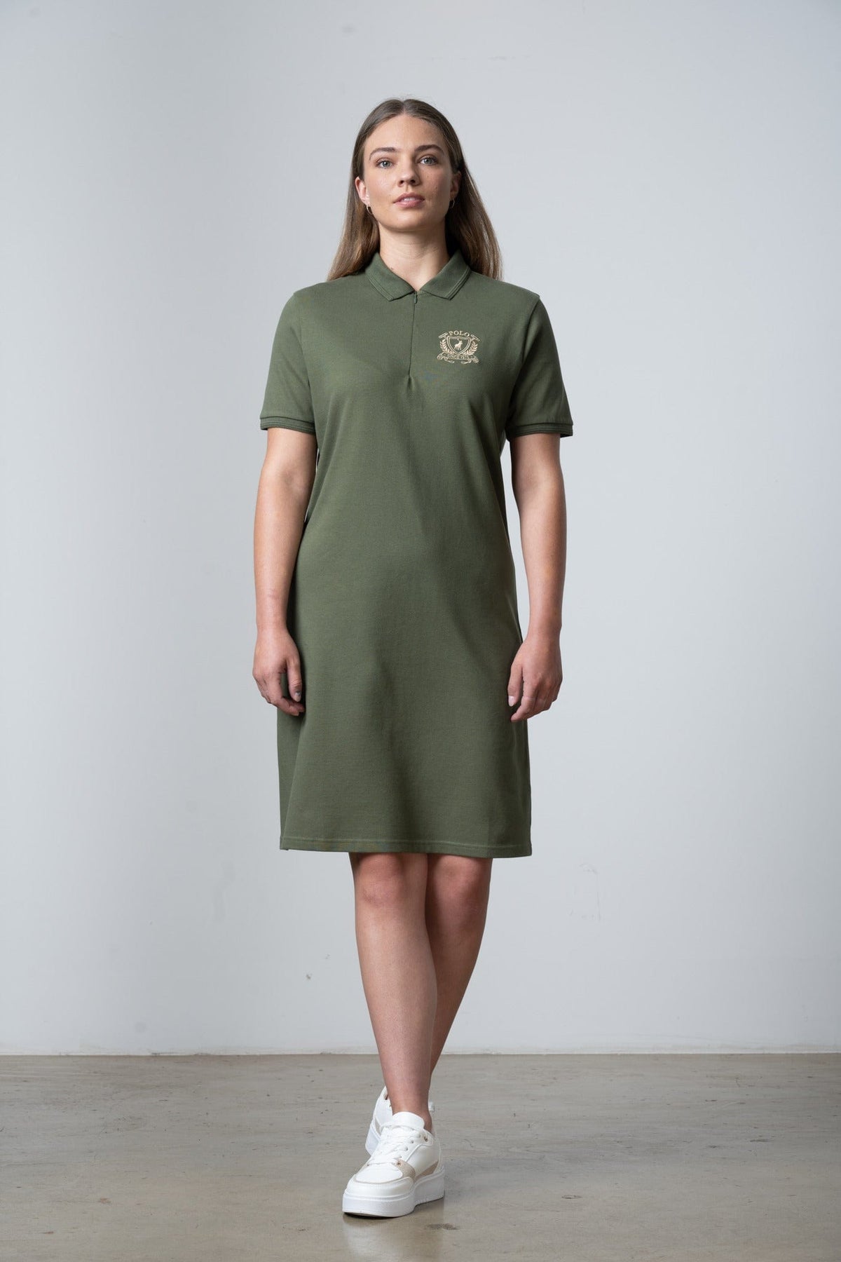 Polo Golf Dress Polo Women Cara Short Sleeve Golfer Dress Olive