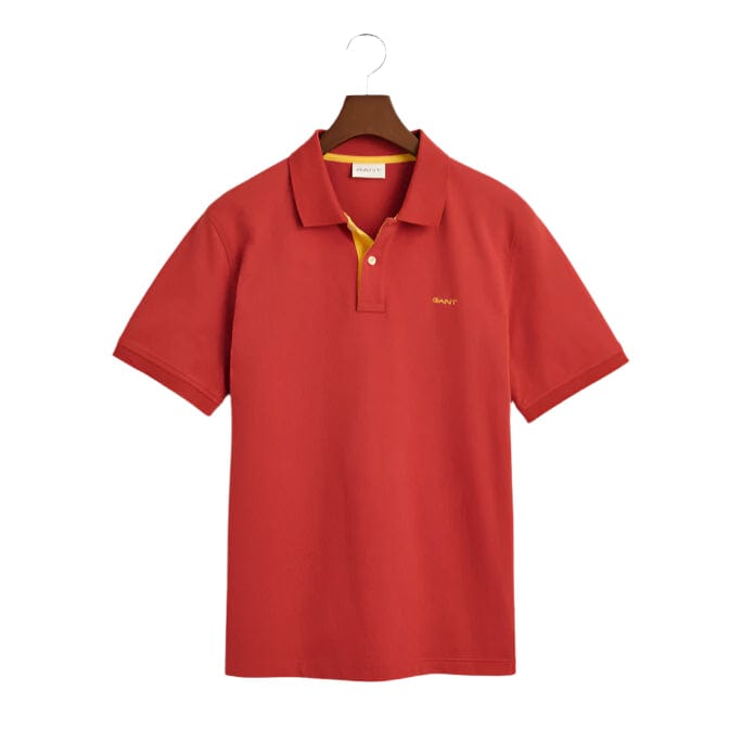 Gant Golf T Shirt Gant Regular Contrast Piqué Golfer Iron Red