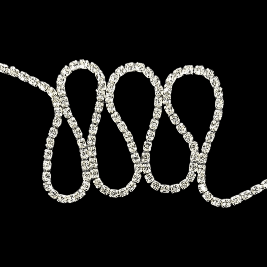 MHC WORLD Trimmings Silver Diamante Trim SS-16D