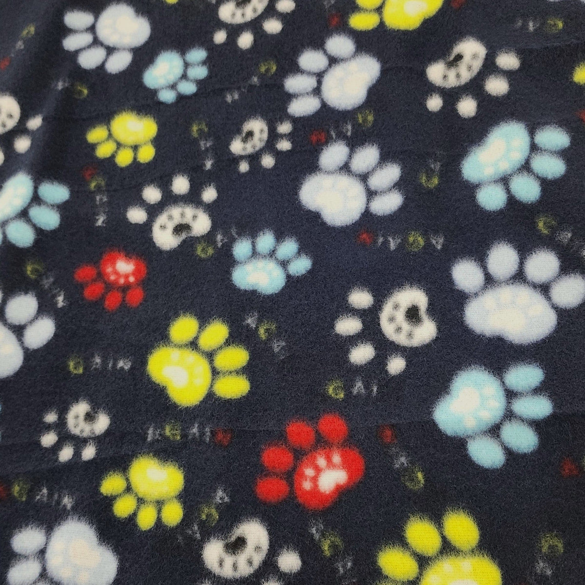 Fleece Dress Fabrics Printed Polar Fleece Fabric Paws Navy 150cm (7486917378137)