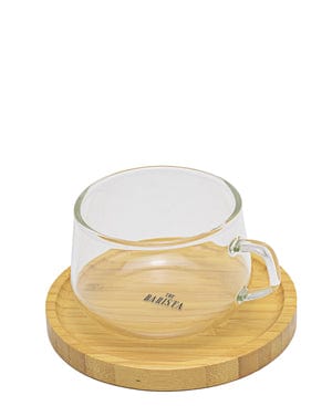 The Barista MUG The Barista Borosilicate Glass Cup with Bamboo Saucer Clear (7287313891417)