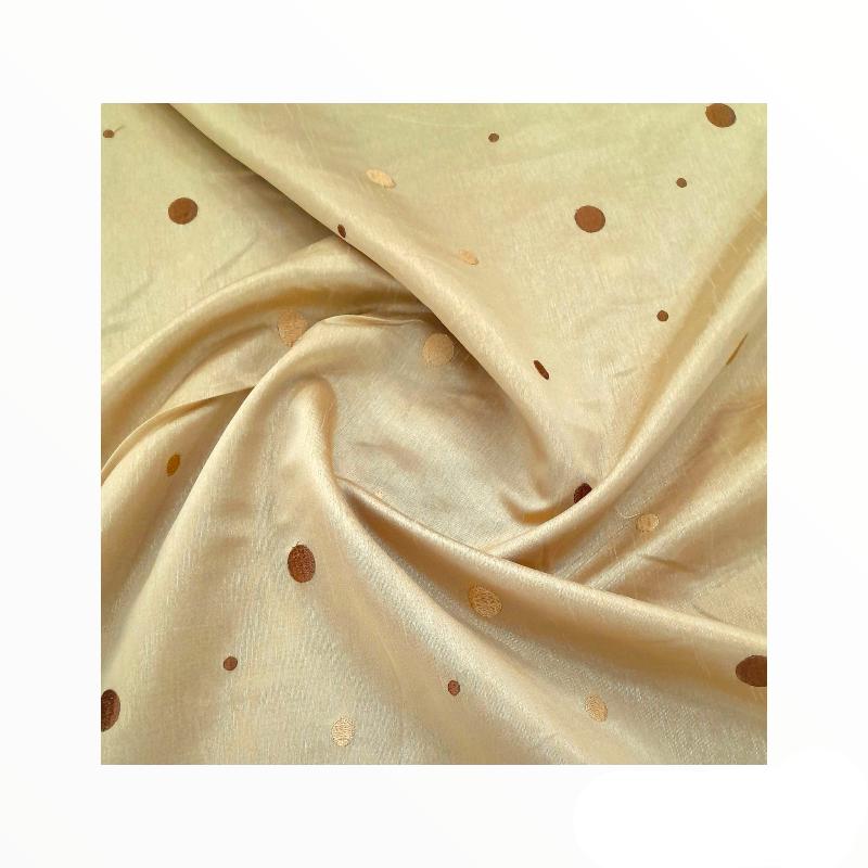 MSR Curtain Fabrics Dark Khakhi Silk Two Tone Circle Embroidery 280 cm (7804414230617)