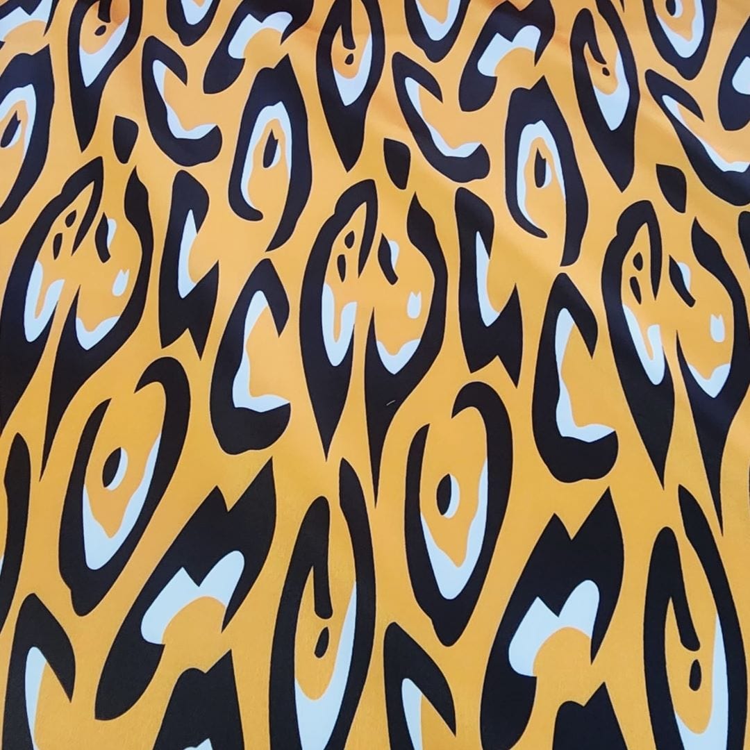 SATIN Dress Fabrics Printed Milano Satin Leopard Fabric Orange 150cm (7468061982809)