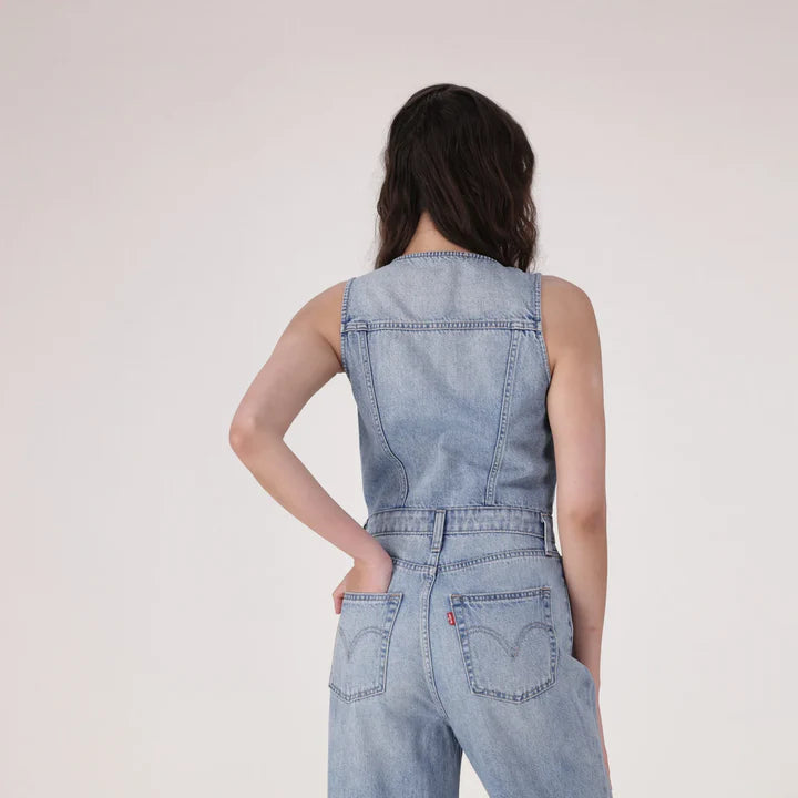 Levi's Women'S Denim Wide-Leg Jumpsuit - Med Indigo - Worn In