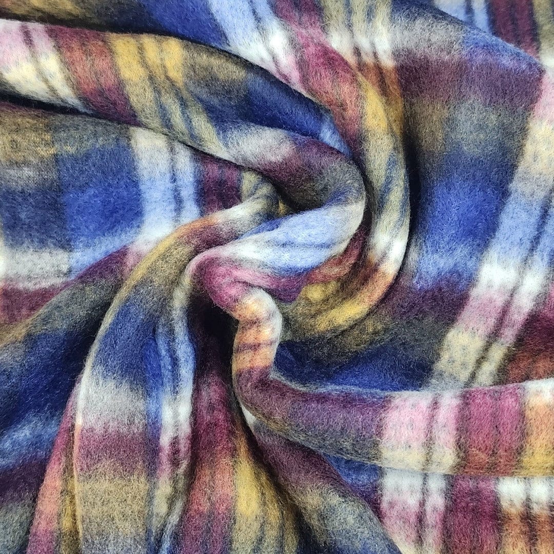 Fleece Habby Printed Polar Fleece Fabric Plum/Navy/Gold 150cm (7487634636889)