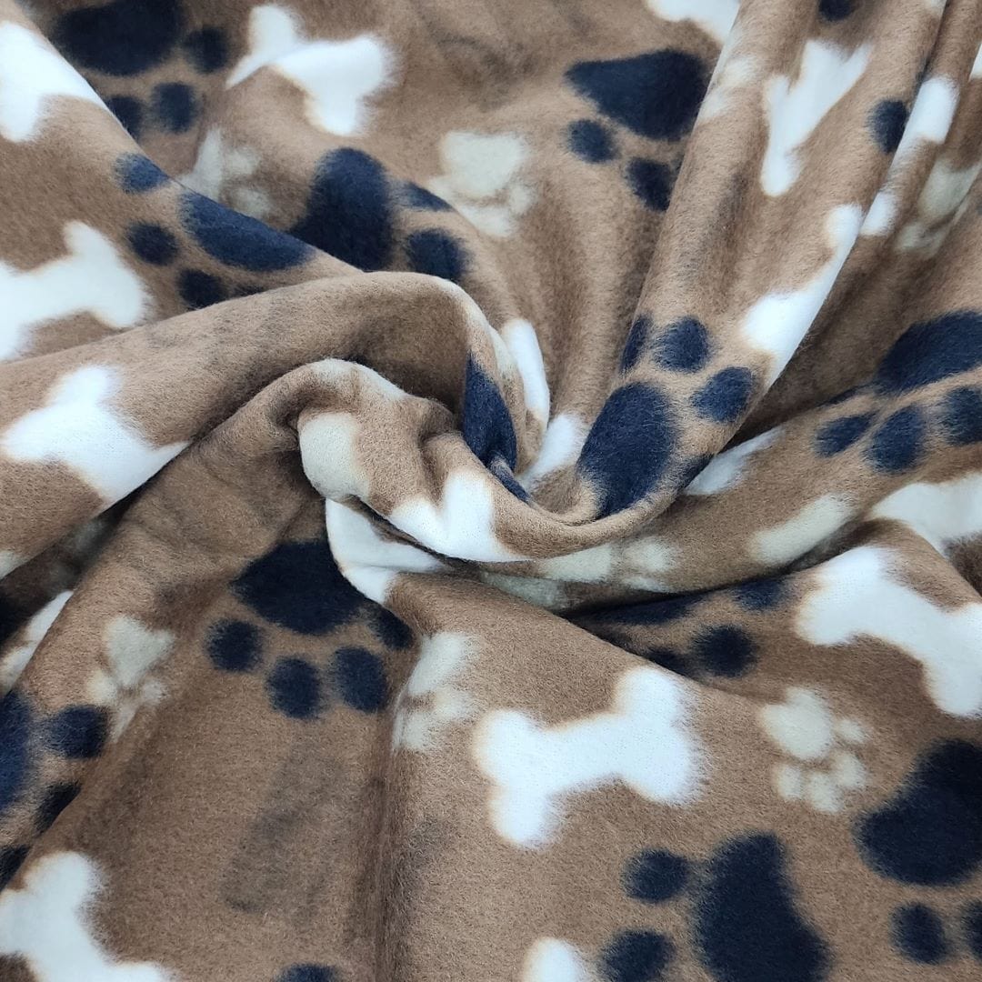 Fleece Dress Fabrics Printed Polar Fleece Fabric Paws Brown 150cm (7487547506777)