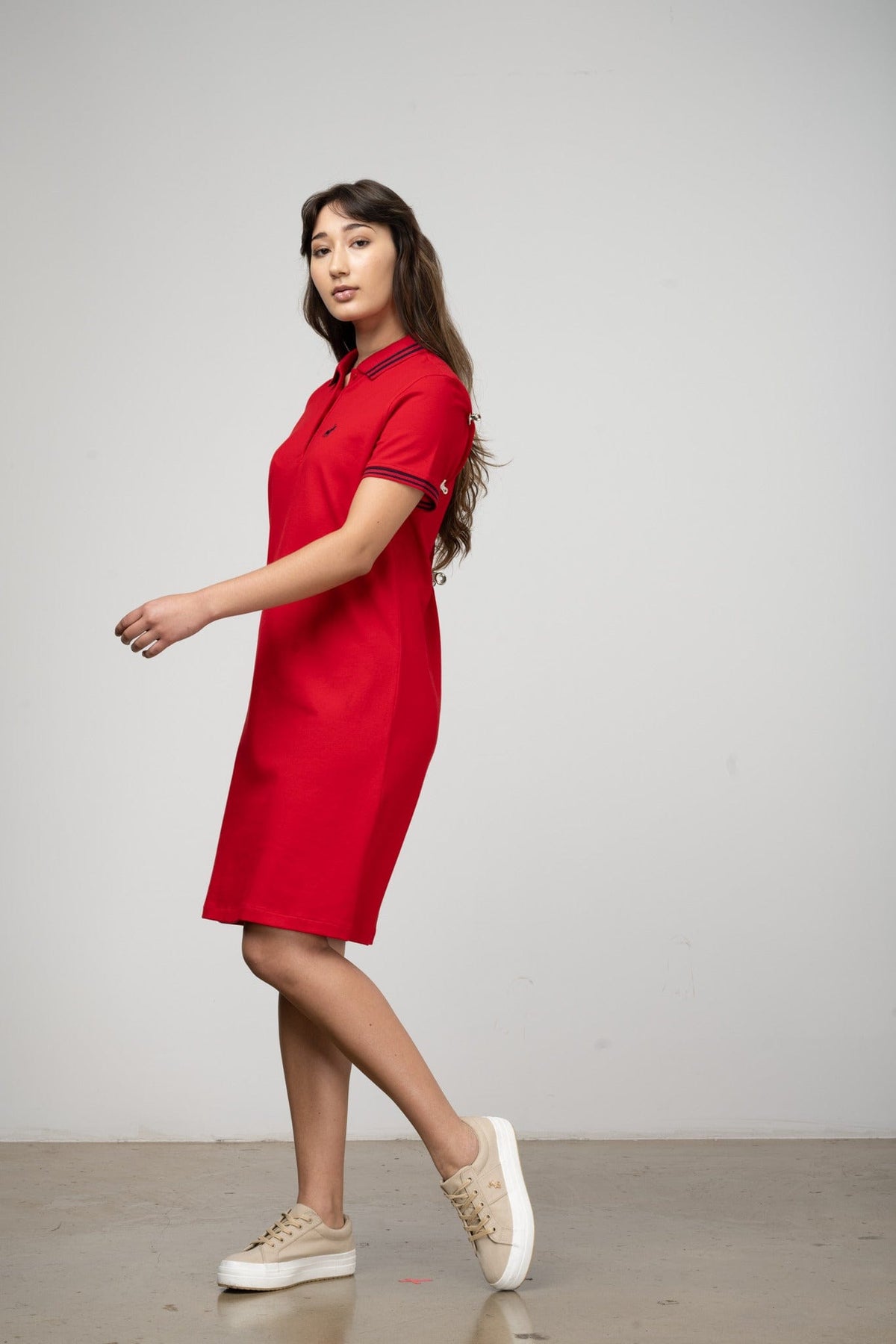 Polo Golf Dress Polo Women's Leah Short Sleeve Golfer Dress Red