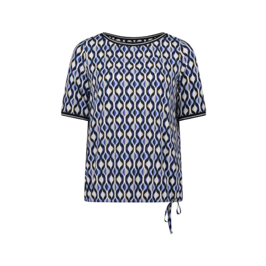 Betty Barclay 70s Geometric Print Shirt-Blue/Cream 2742/1752