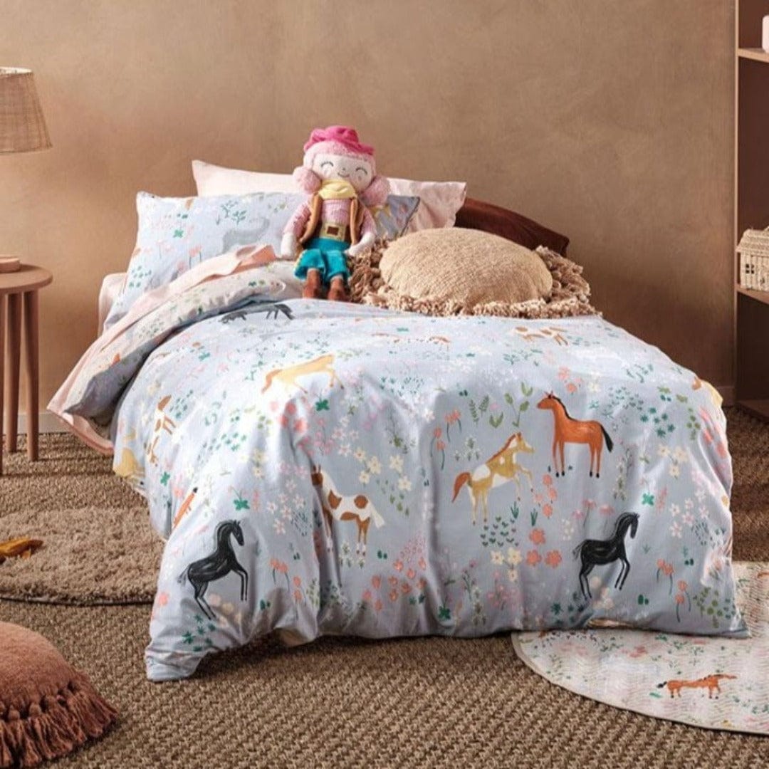 Linen House Duvet Cover Single Linen House Sky Horsemania Duvet Cover Set (6702783889497)