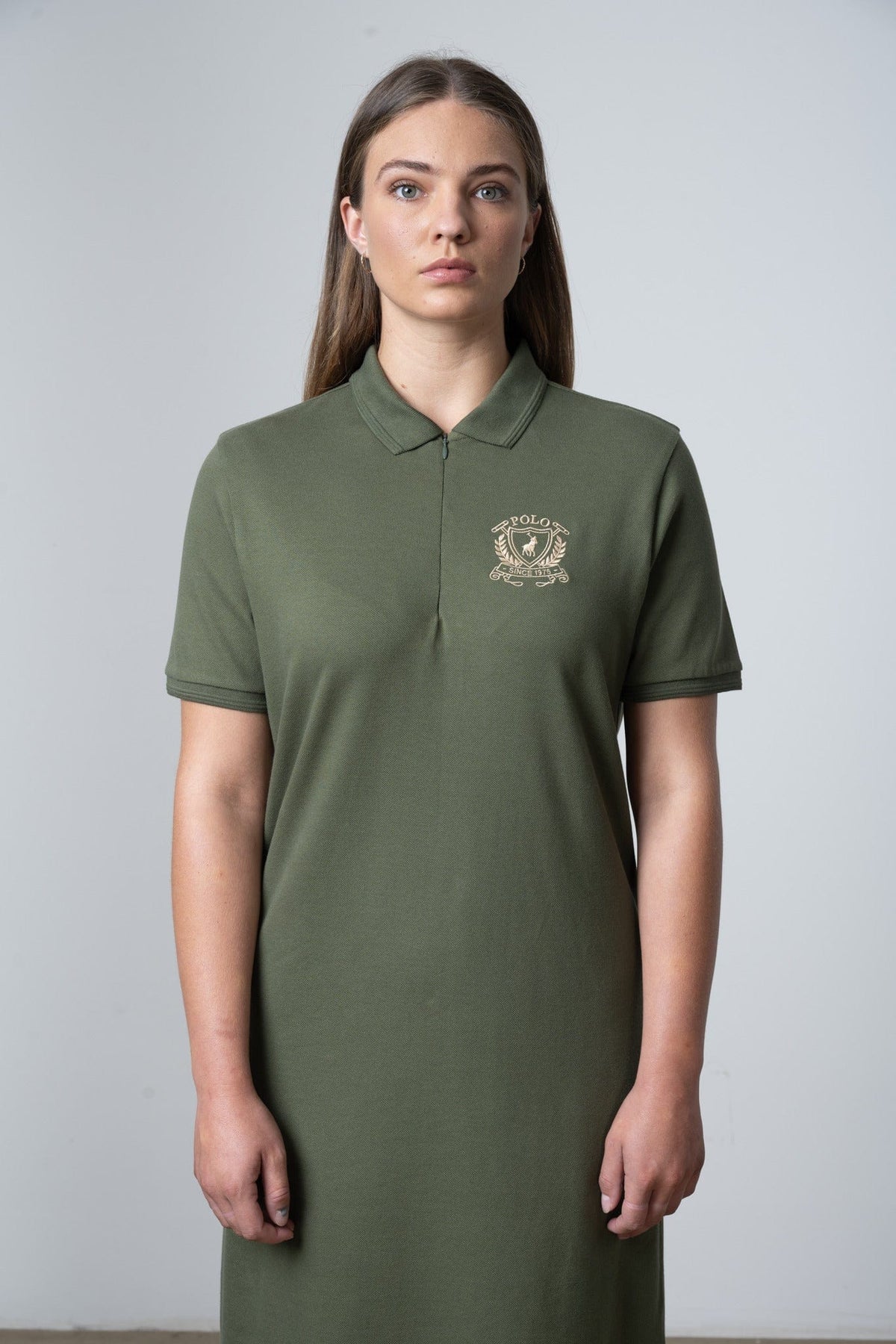 Polo Golf Dress Polo Women Cara Short Sleeve Golfer Dress Olive