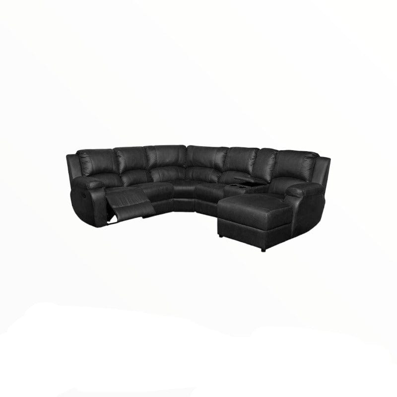 calgan Lounge Suite Calgan Lyla 6 Piece 1 Action Corner Suite + Console Americano Black Suede