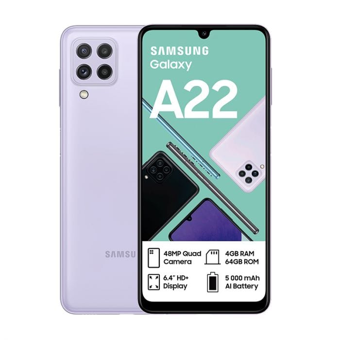 Samsung Smart Phones Samsung Galaxy A22 Dual Sim Light Violet (6732560007257)