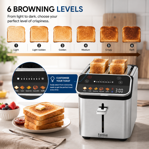 Feelive 2 Slice Smart Digital Toaster KST087