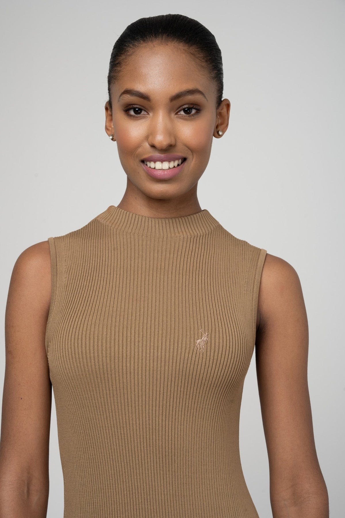 Polo Dress Polo Women Dafne Mock Neck Dress Camel