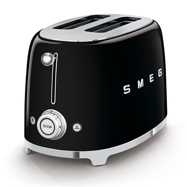smeg TOASTER & KETTLE Smeg 50's Retro Style Kettle and 2 Slice Toaster Set Black (7346593103961)