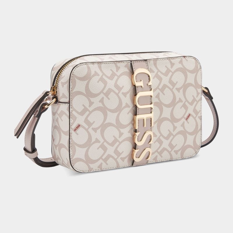 Guess Ladies Handbags Women's Guess White Garrick Camera Crossbody Bag (7508827504729)