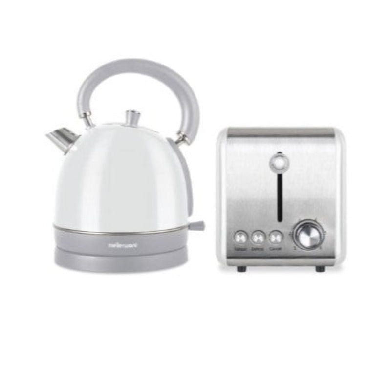 Mellerware Small appliances Mellerware Pack 2 Piece Set Stainless Steel White Kettle And Toaster Chiffon (2061808173145)