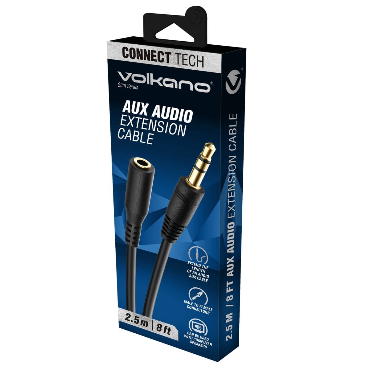 Volkano Audio & Video Cable Adapters & Couplers Volkano Aux Extension 2.5m (7288348377177)