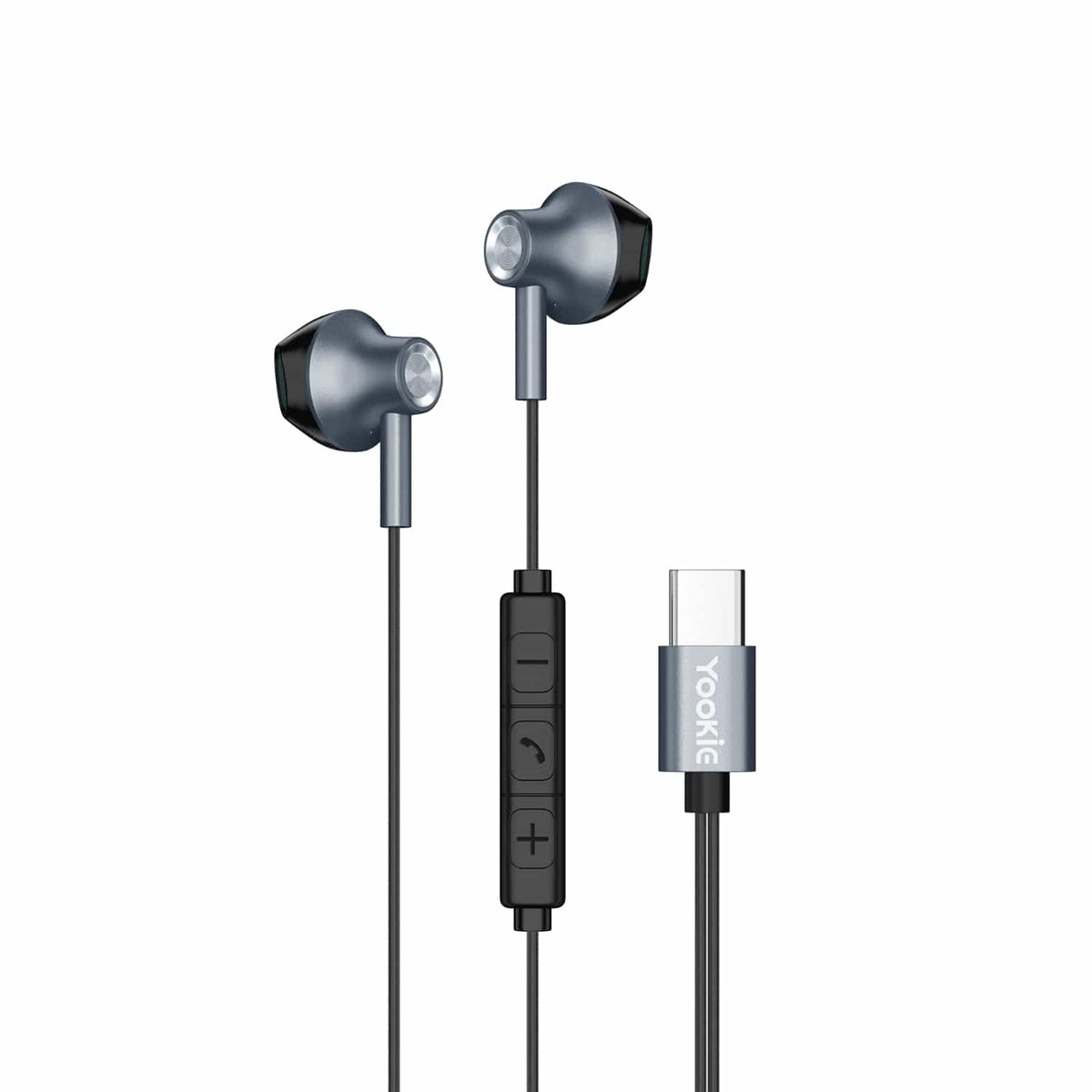 Yookie Earphones Yookie YTL-12 Wired Earphones Type-C – Black/Metal