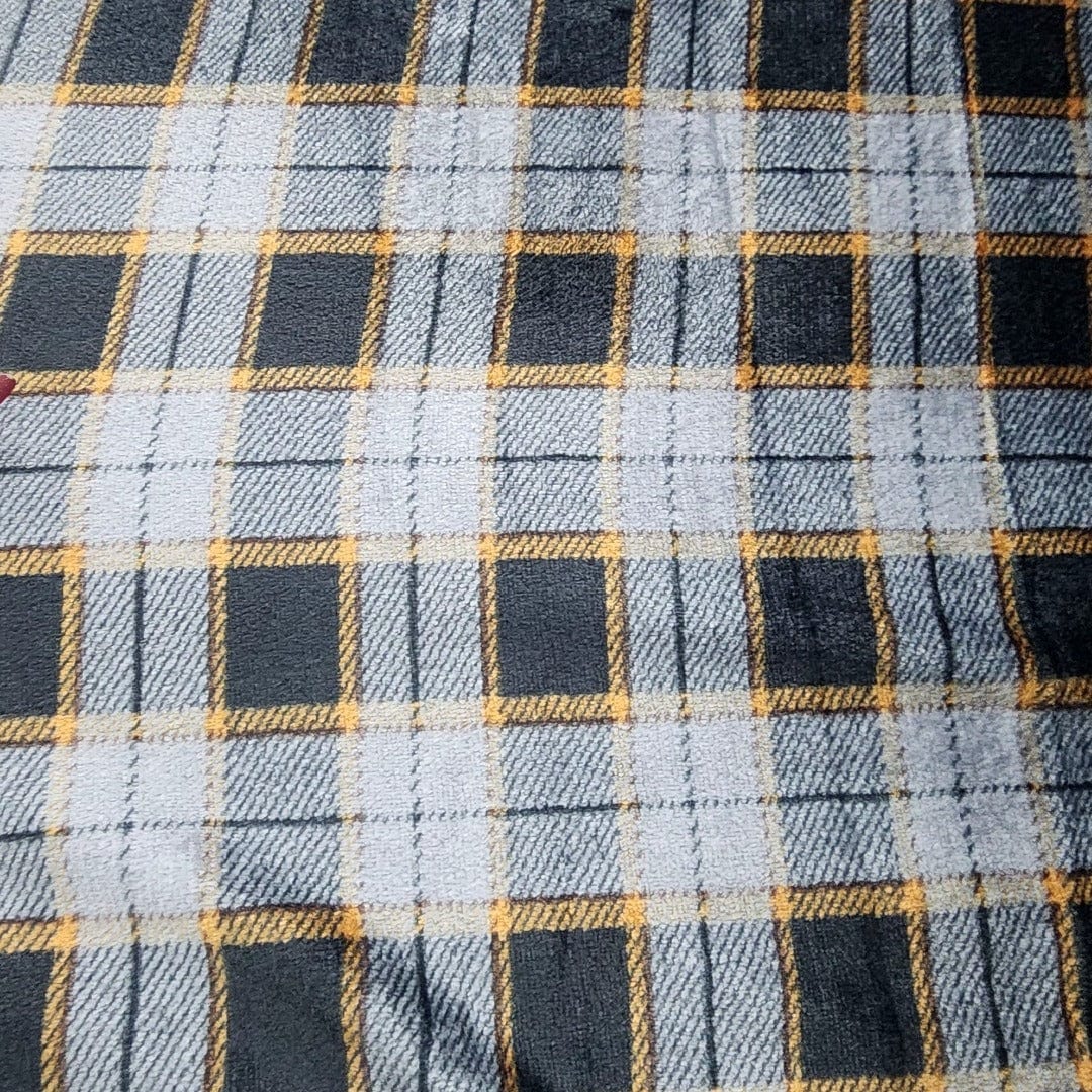 Fleece blanket Printed Mongolian Fleece Fabric Grey/Orange Check 150 cm (7589067063385)