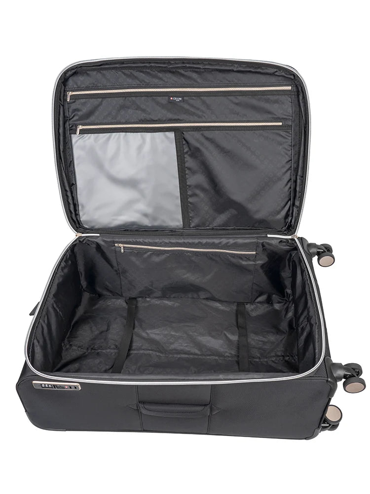 Cellini Allure Soft Shell 4 Wheel Trolley-Black