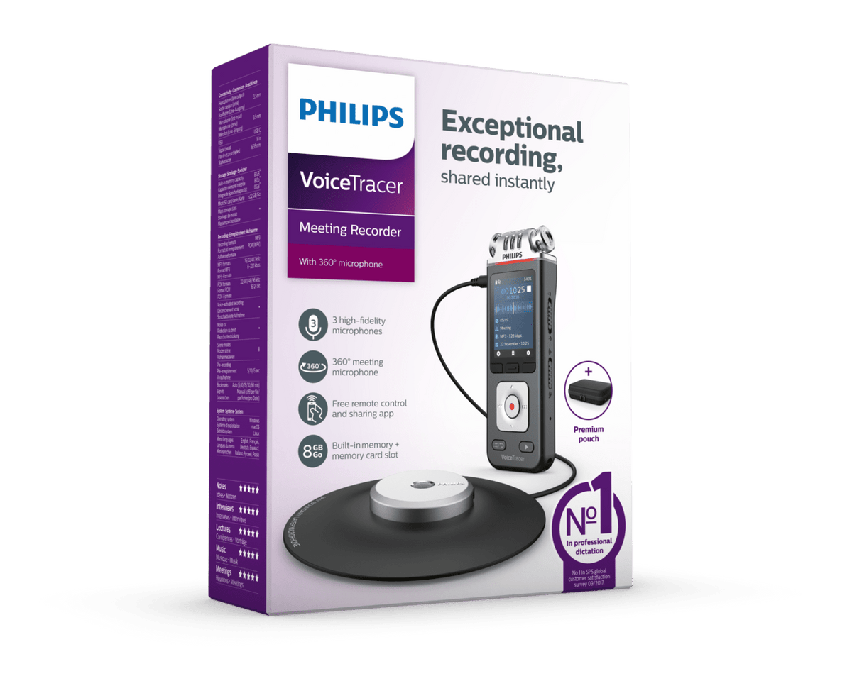 Philips Voice Recorder Philips DVT8110 Meeting Recorder with 360° Meeting Microphone (4776803663961)