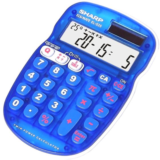 Sharp Mental Maths Calculator Blue EL-S25