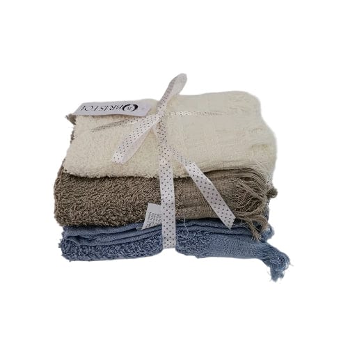 Bristol TOWEL Bristol Fringe Guest Towel 30 x 50cm 3 Pieces (Cream/Pebble/Denim) T5017G (7894398959705)