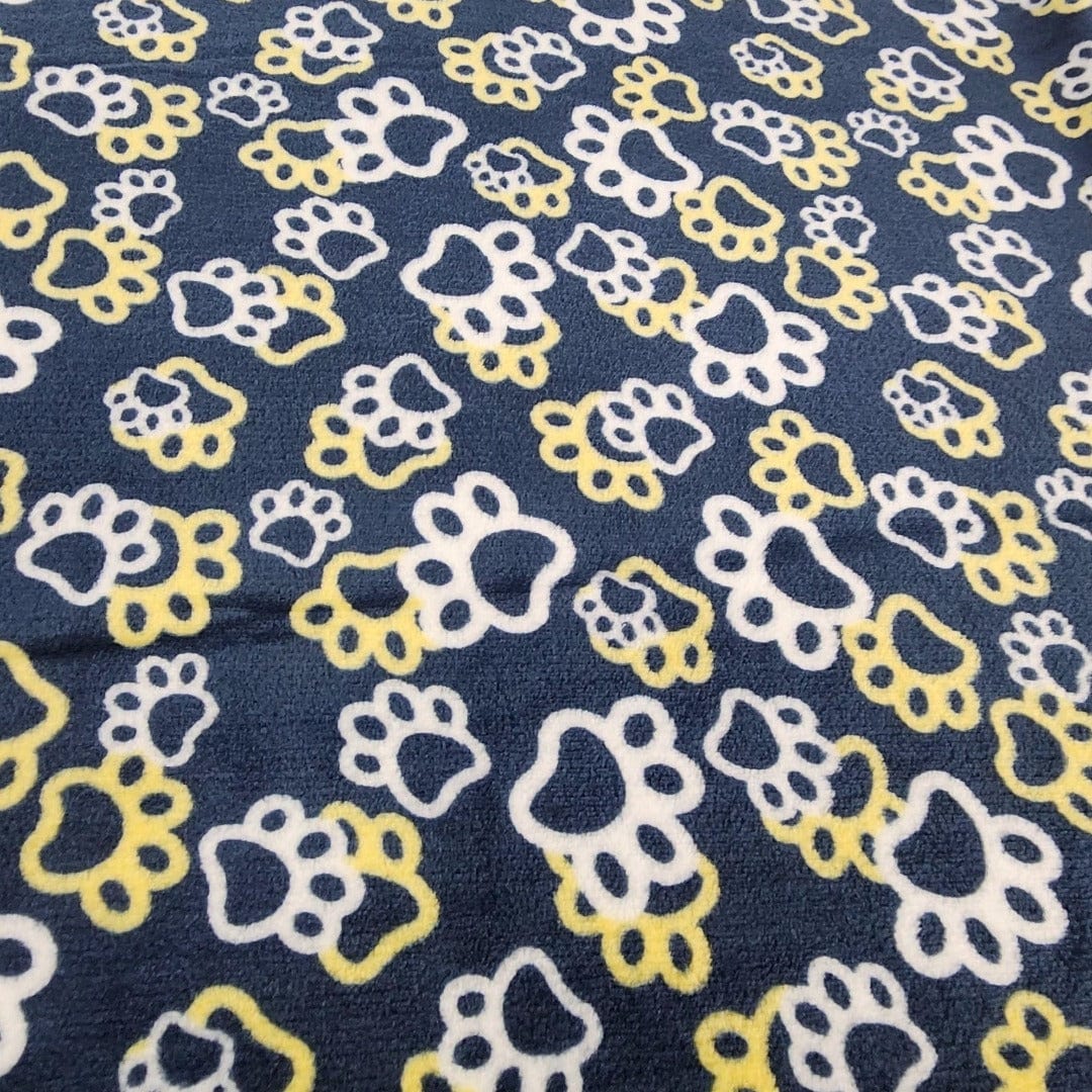 Fleece blanket Printed Mongolian Fleece Fabric Yellow/White Paws 150 cm (7589062967385)