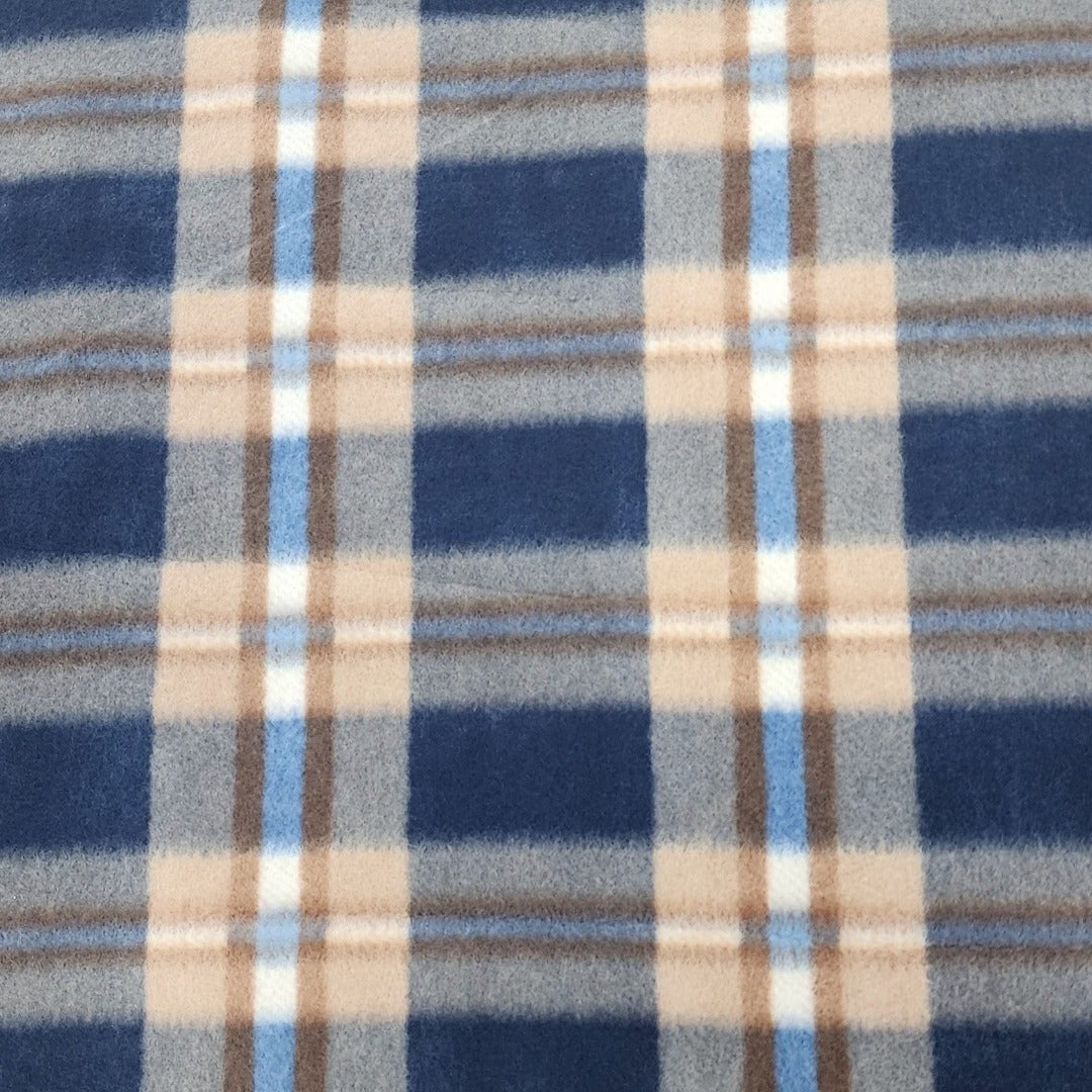 Fleece Dress Fabrics Printed Polar Fleece Fabric Dark Beige/Navy/ 150cm (7487549833305)