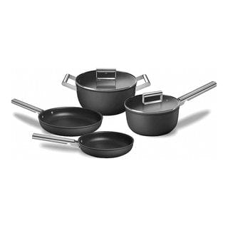 smeg FRYING PAN Smeg 50's Style Non-Stick 6-Piece Cookware Set, Black