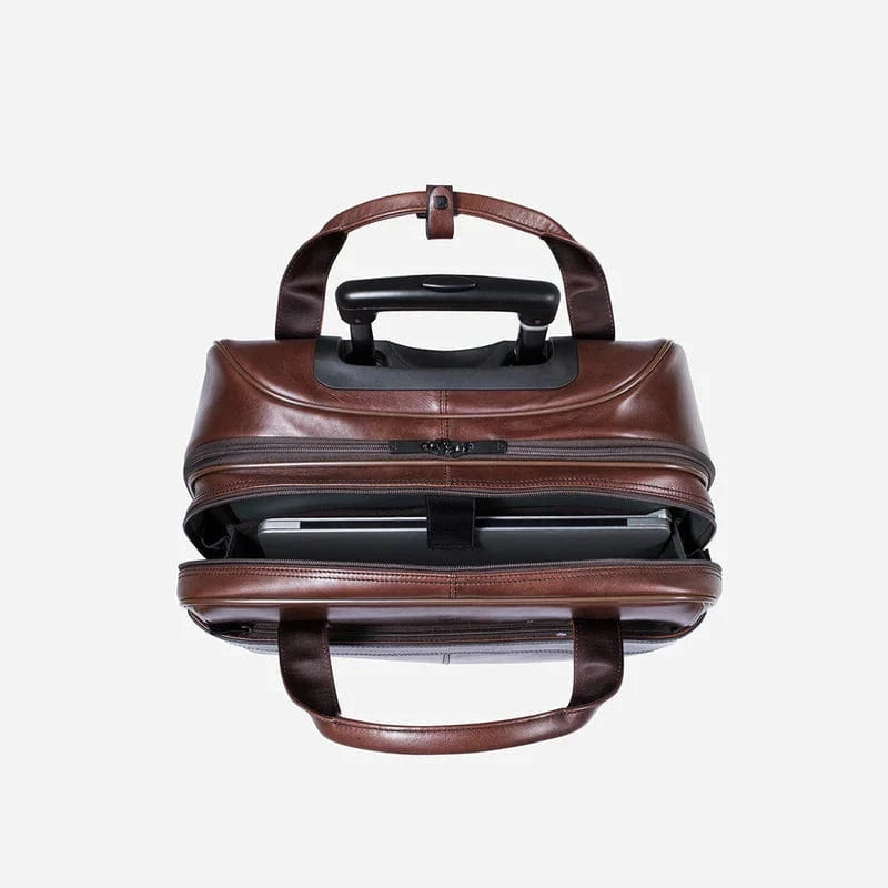 Brando Laptop Trolley Brando Winchester 17" Leather Laptop Bag On Wheels Brown