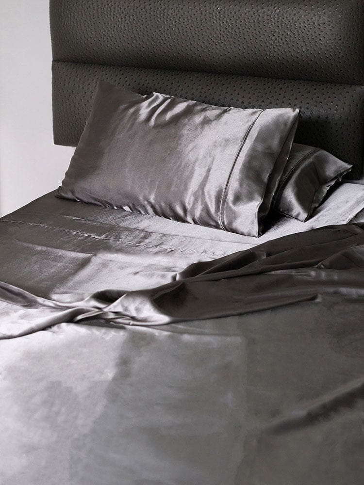 Linen House FITTED SHEET Linen House Satin Sheet Sets Charcoal (7406925086809)