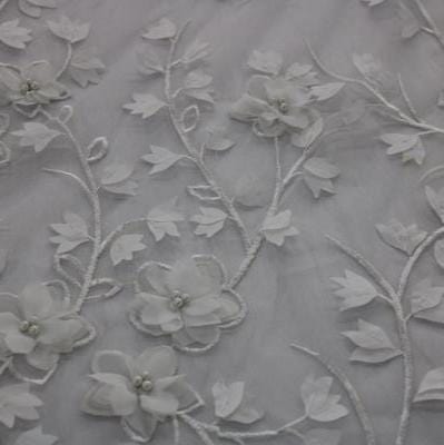 3D LACE Dress Fabrics Off White 3D Floral Bridal Lace (7780727881817)