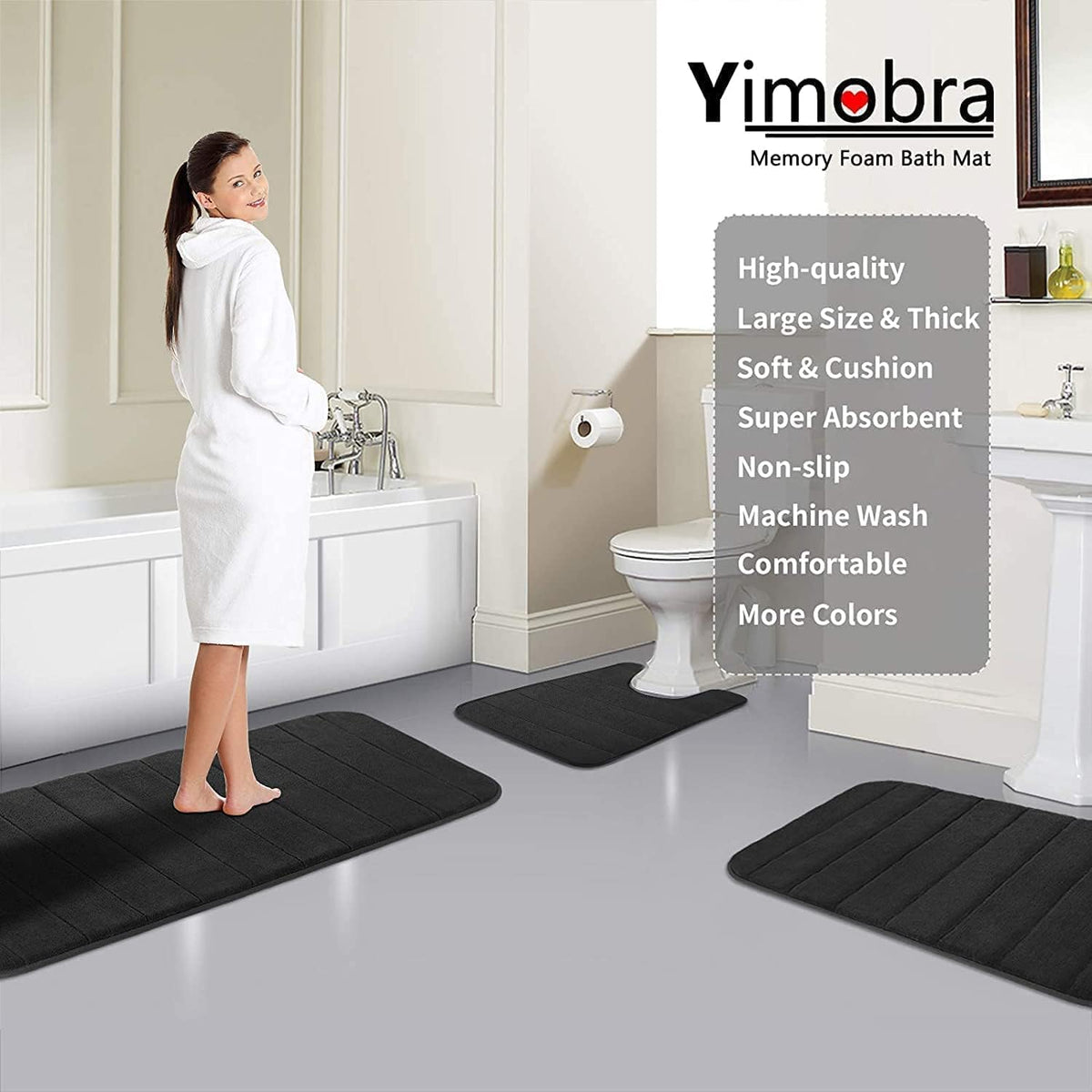 Drimat Bedroom & Bathroom Drimat Memory Foam Bath Mat Black