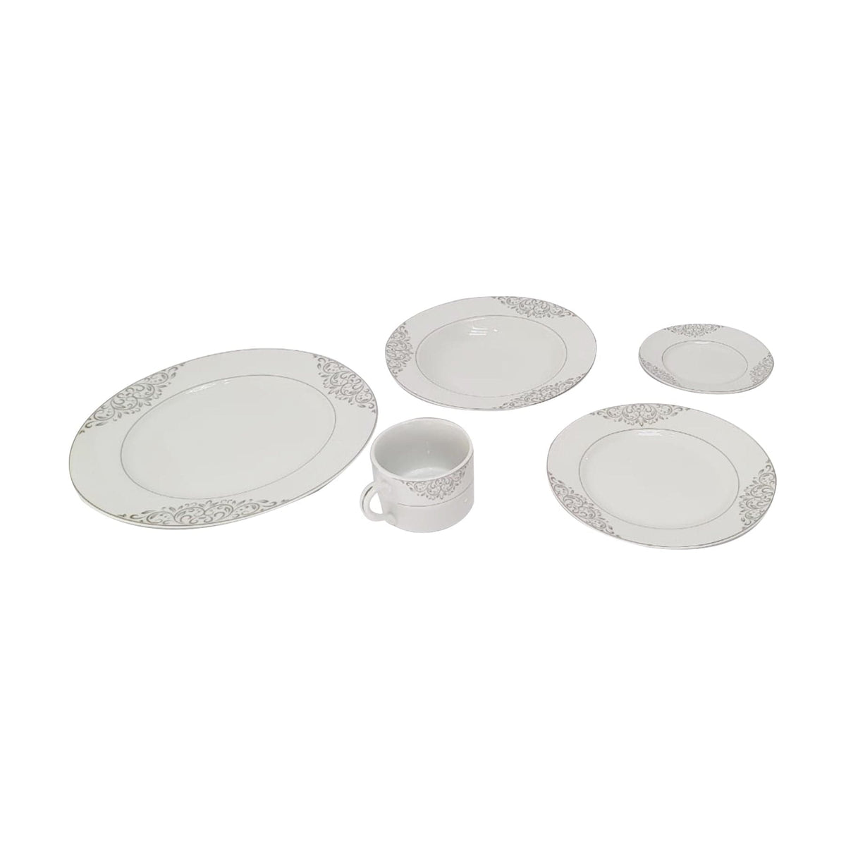 Royal Series Dinner Plate Silver Flower Pattern Dinner Set 47 Piece SGN1423 (7487963889753)