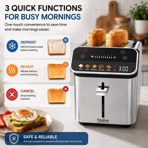 Feelive 2 Slice Smart Digital Toaster KST087