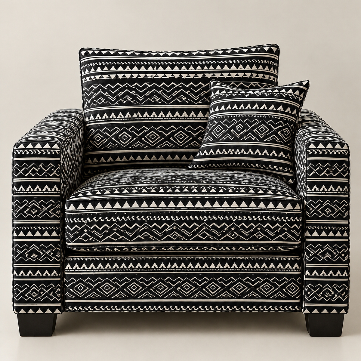Piano Velvet Upholstery Fabric African Print Black/White 140 cm