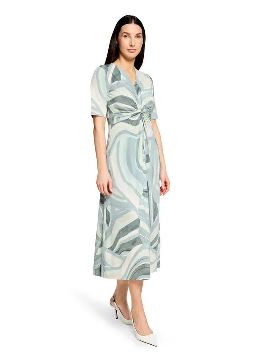 Betty Barclay Ladies Midi Dress With Ruching-Mint/Green 1835/1833